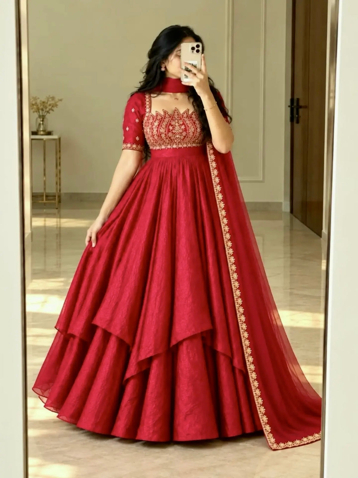 Designer Fandy Crush Silk Gown Set
