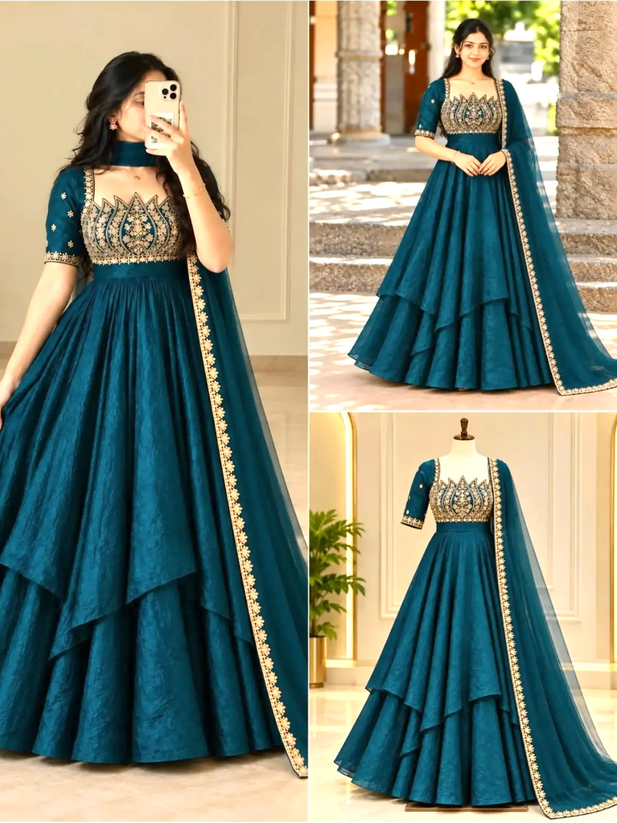 Designer Fandy Crush Silk Gown Set