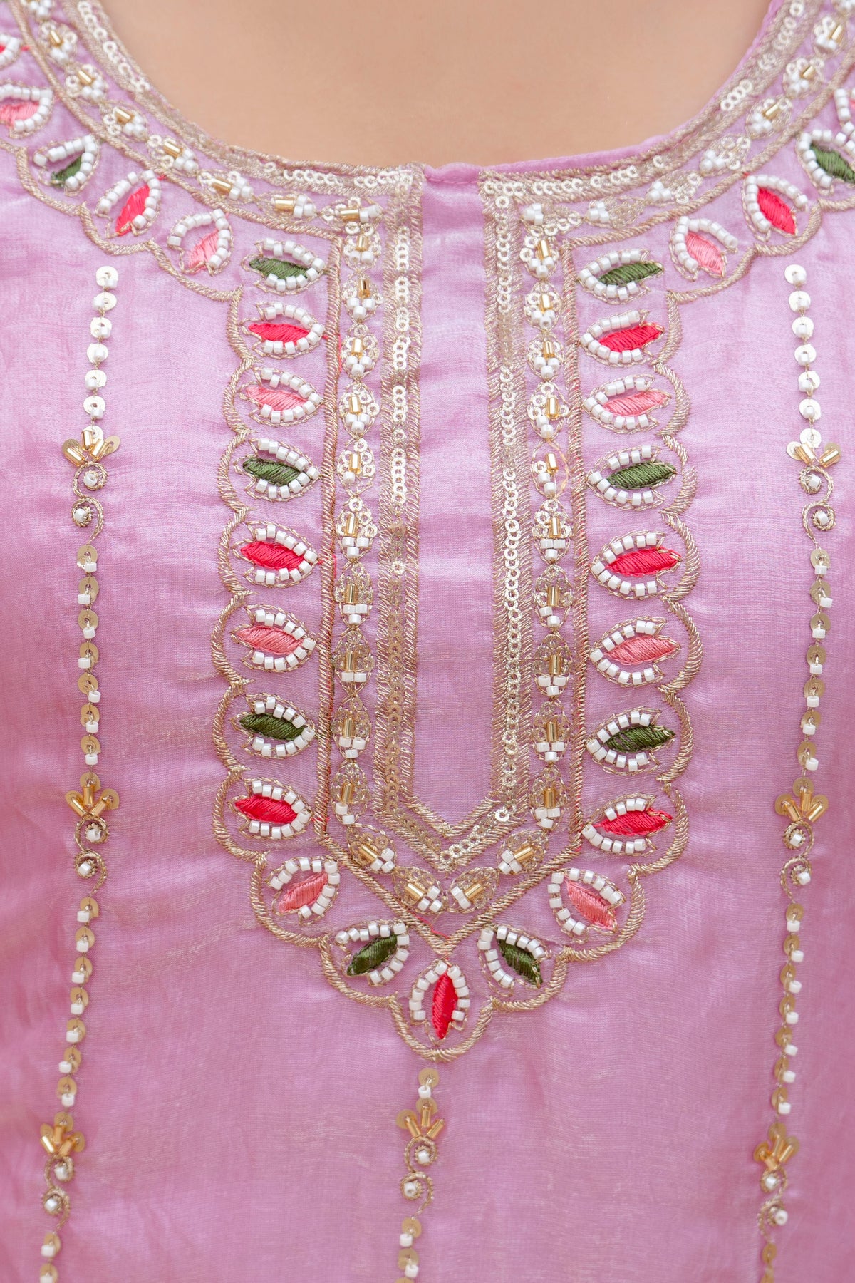 Embroidered Chinon Kurti Palazzo Set
