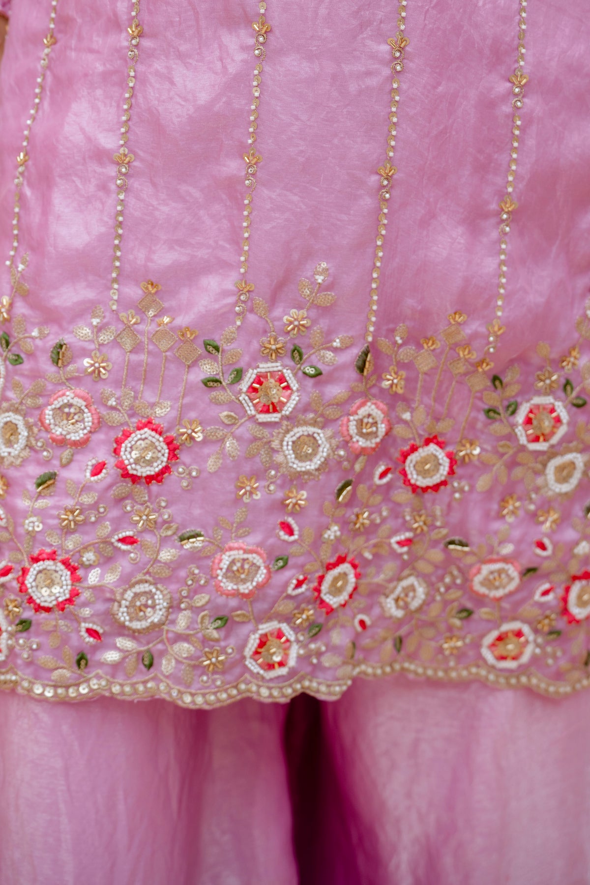 Embroidered Chinon Kurti Palazzo Set