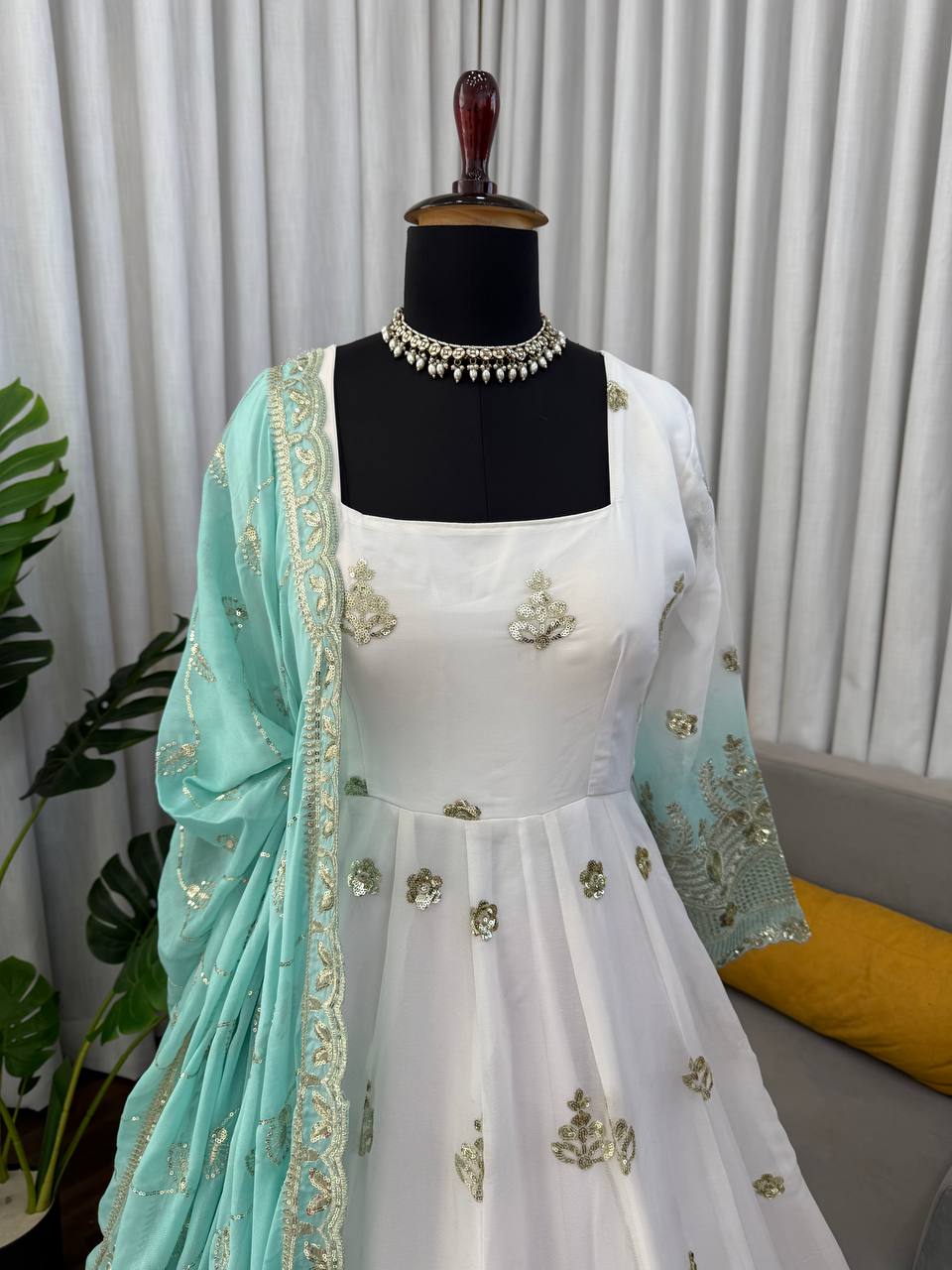 Premium Star Georgette Anarkali Pant Dupatta Set