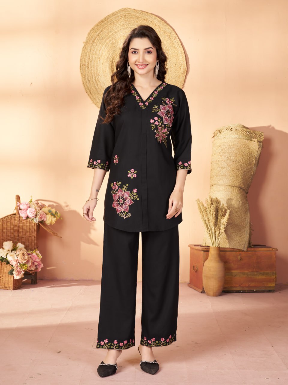 Elegant Embroidered Heavy Rayon Co-Ord Set