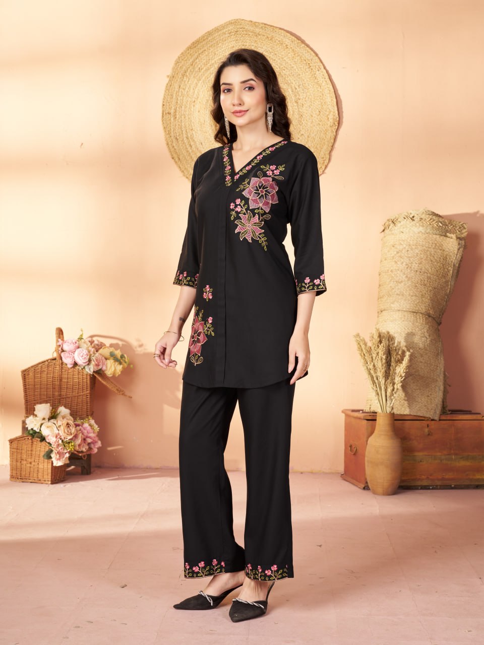 Elegant Embroidered Heavy Rayon Co-Ord Set