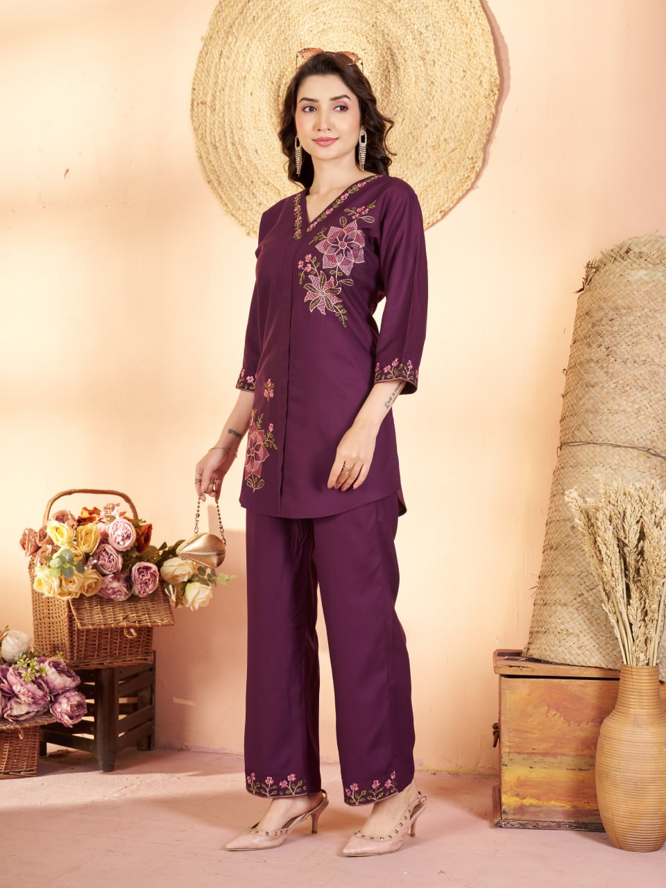 Elegant Embroidered Heavy Rayon Co-Ord Set