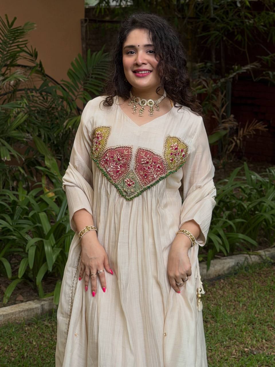 Designer Mal Sandhery Top Pant Dupatta Set