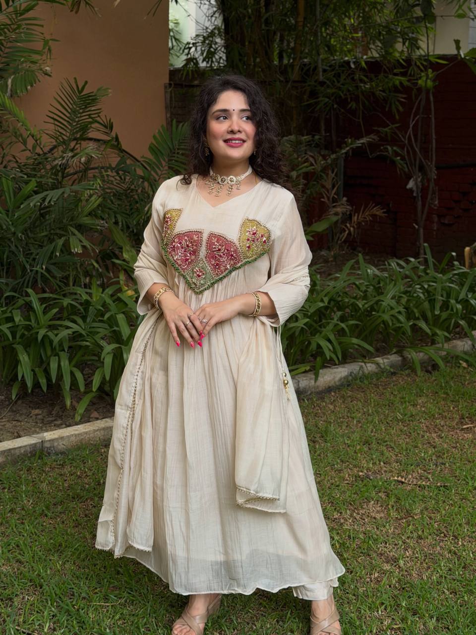 Designer Mal Sandhery Top Pant Dupatta Set