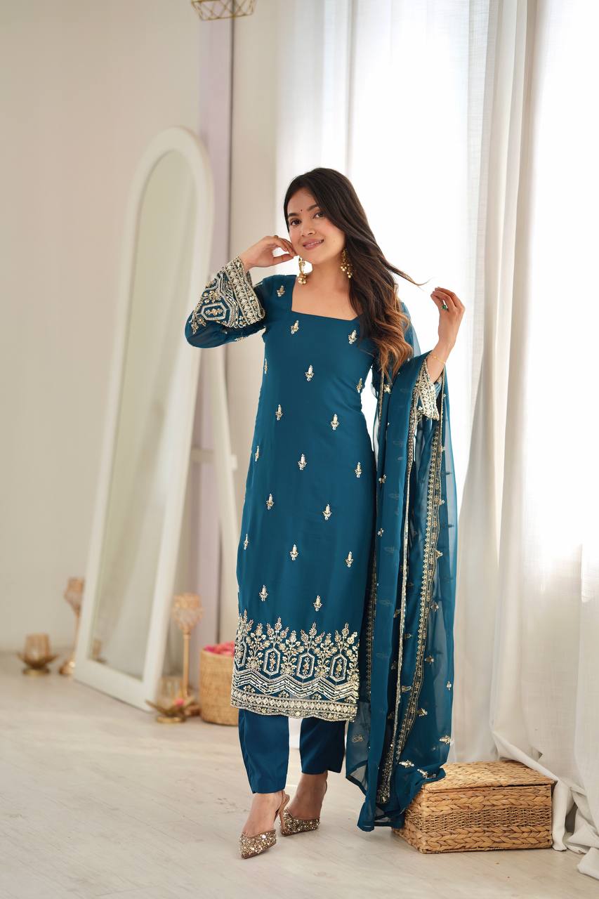 Premium Embroidered Suit Set with Dupatta