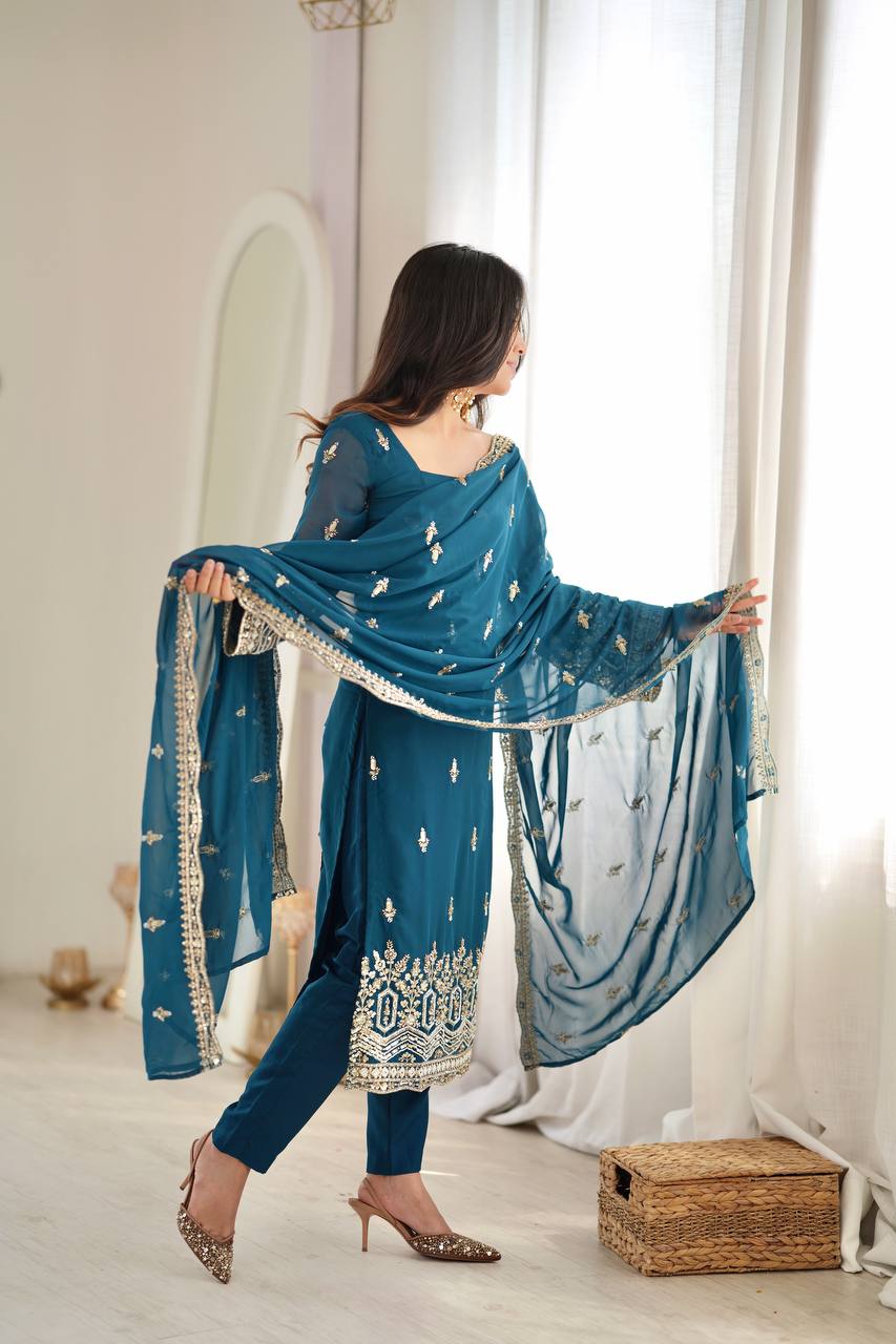 Premium Embroidered Suit Set with Dupatta