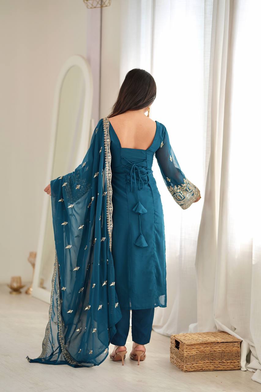 Premium Embroidered Suit Set with Dupatta