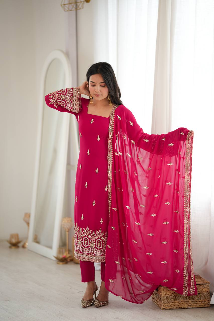 Premium Embroidered Suit Set with Dupatta