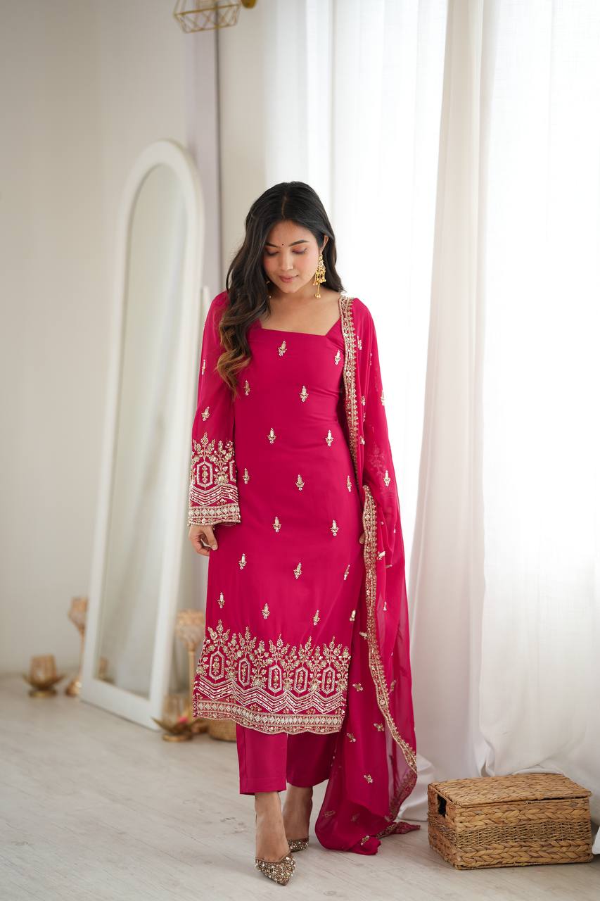 Premium Embroidered Suit Set with Dupatta