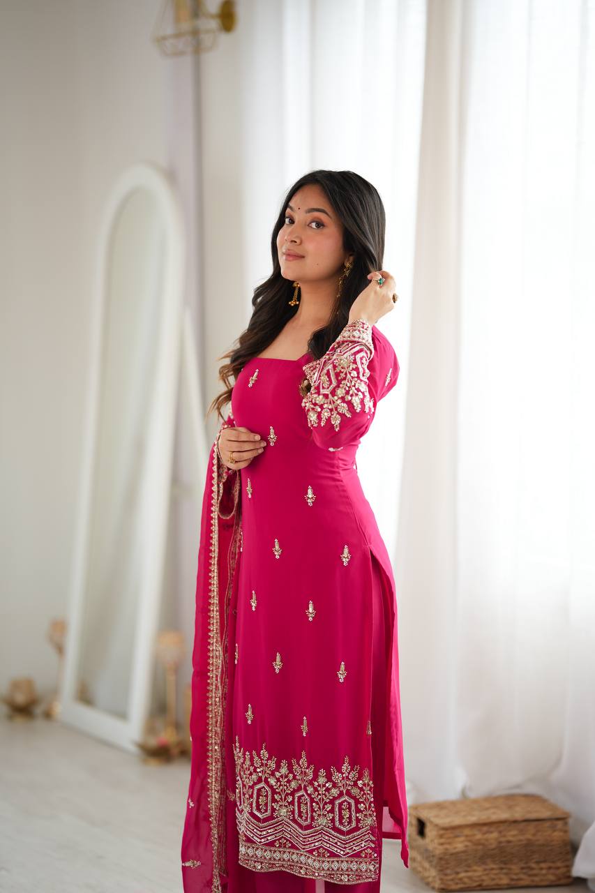 Premium Embroidered Suit Set with Dupatta