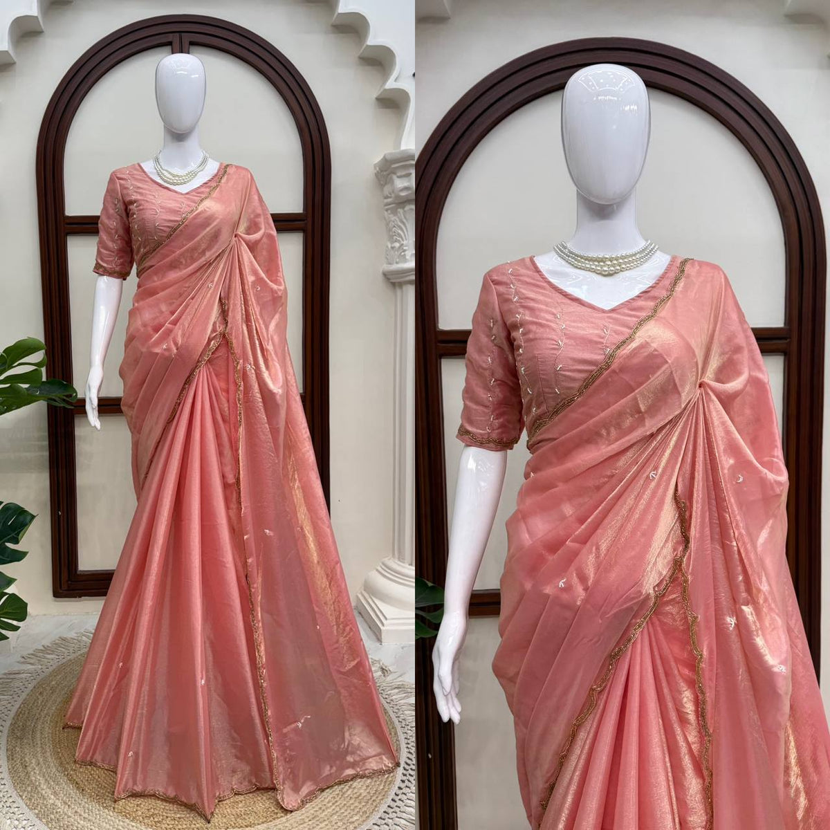 Designer Fendy Silk Saree with Heavy Hand Work