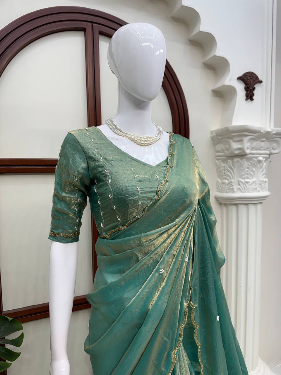 Designer Fendy Silk Saree with Heavy Hand Work