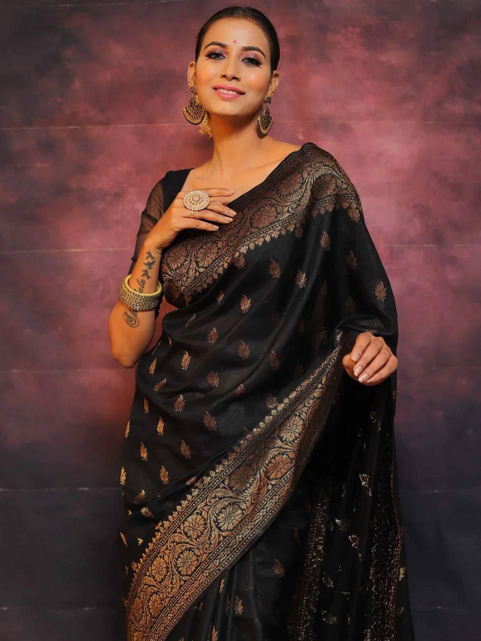 Banarasi Soft Lichi Silk Saree with Jacquard Work