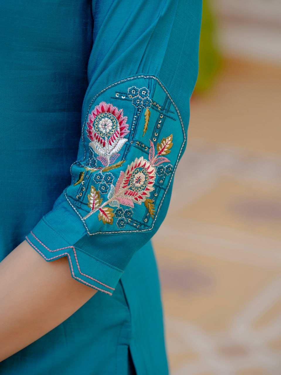 Designer Viscose Mango Silk Kurti Pant Dupatta Set