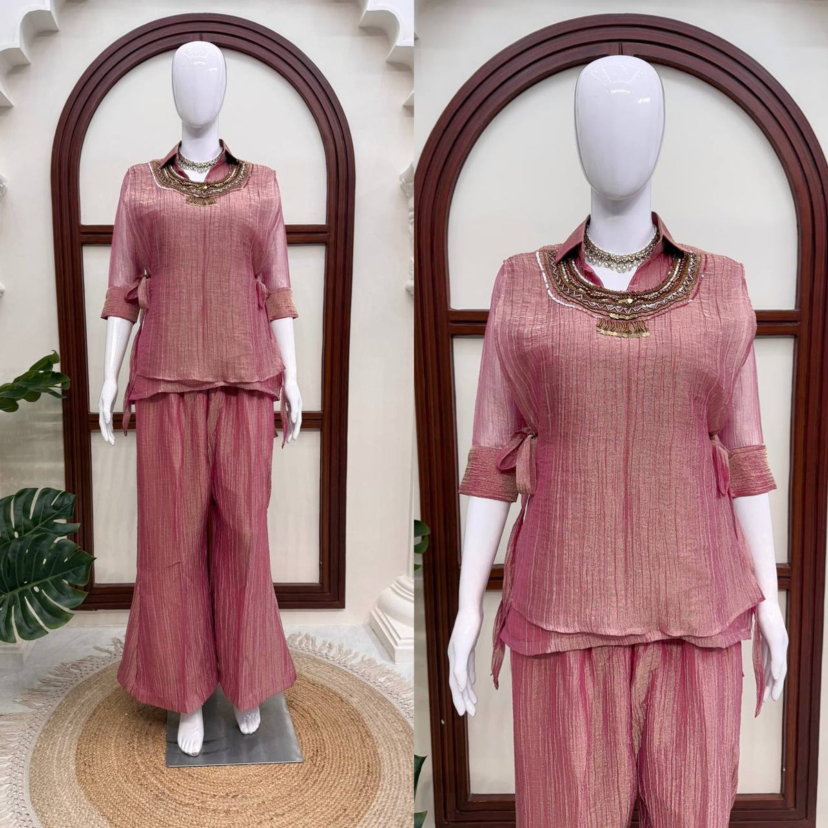 Premium Salsa Crushed Shirt Shrug Pant Co-Ord Set