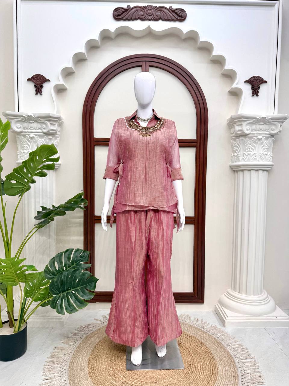 Premium Salsa Crushed Shirt Shrug Pant Co-Ord Set