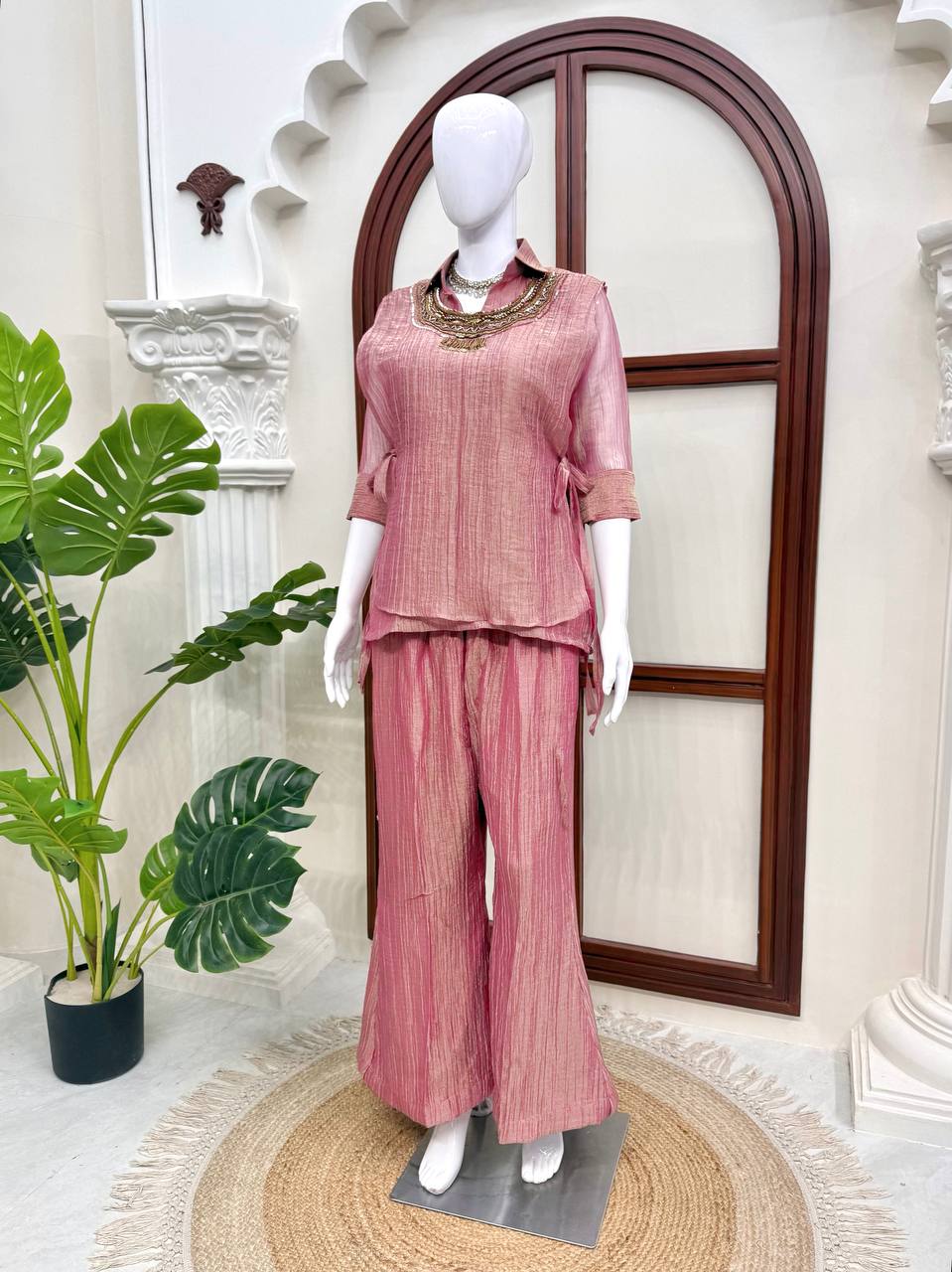 Premium Salsa Crushed Shirt Shrug Pant Co-Ord Set