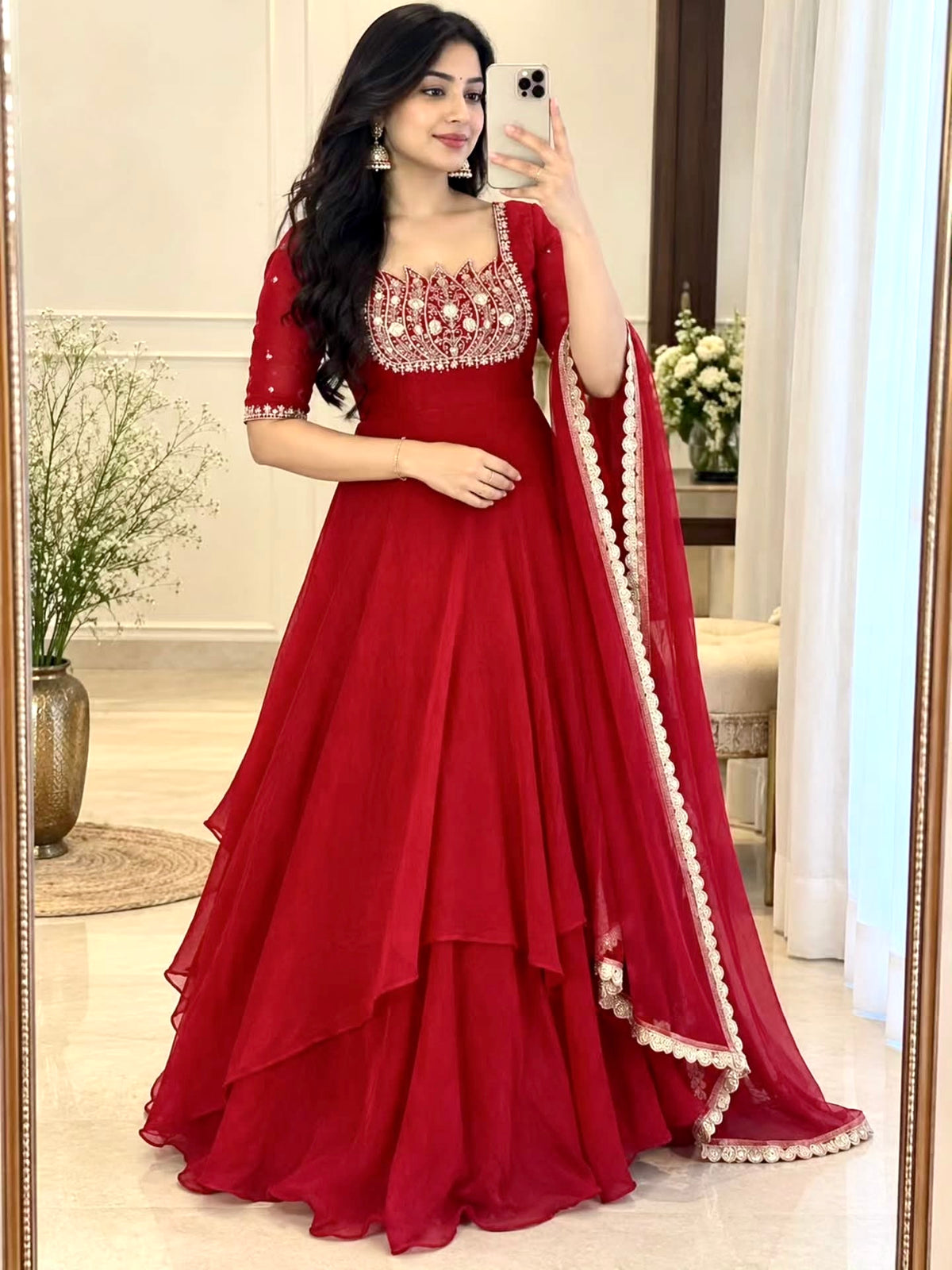 Designer Fandy Crush Silk Gown Set