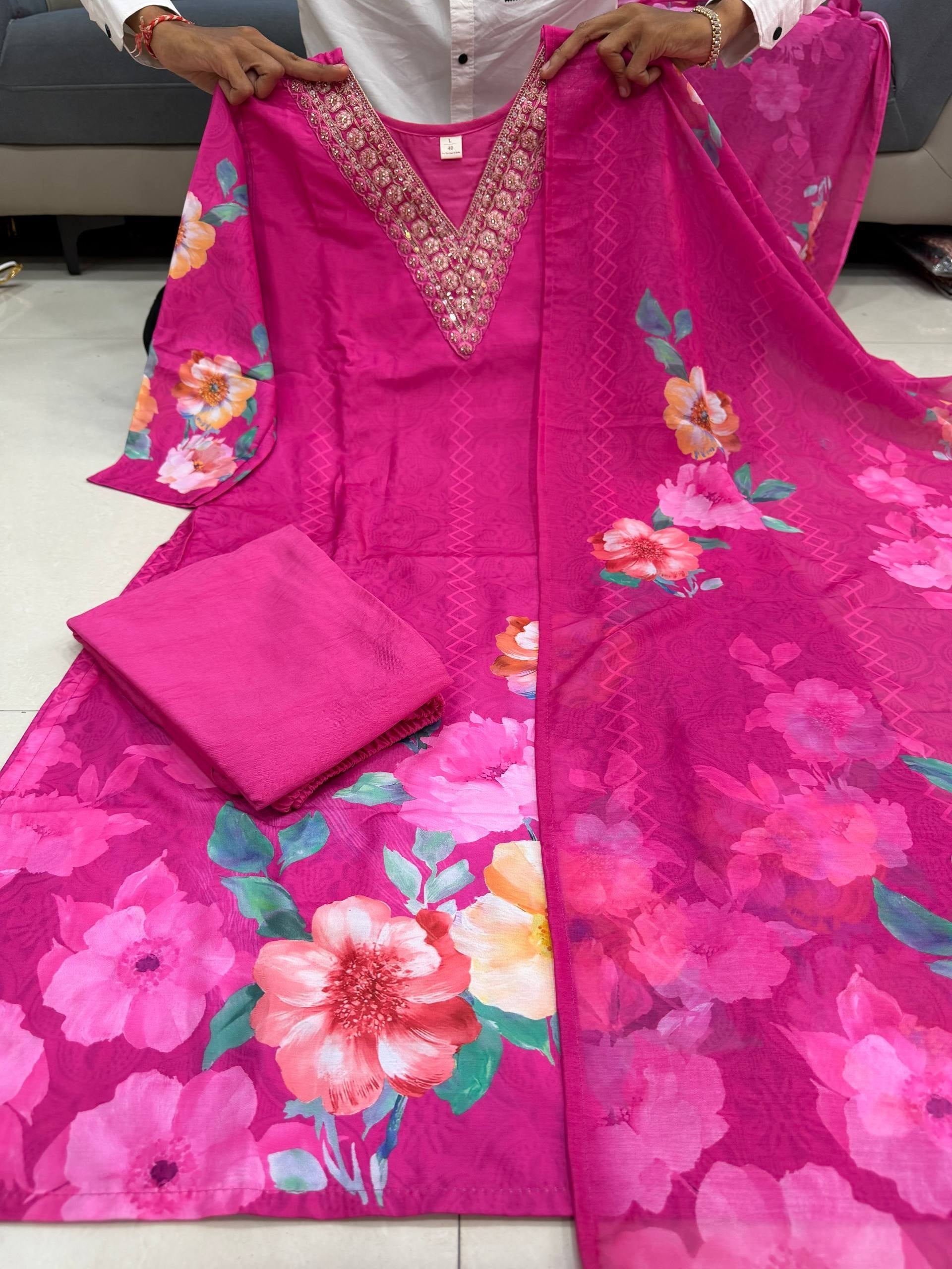 Premium Floral HAND WORKS  KitKat Silk Collection