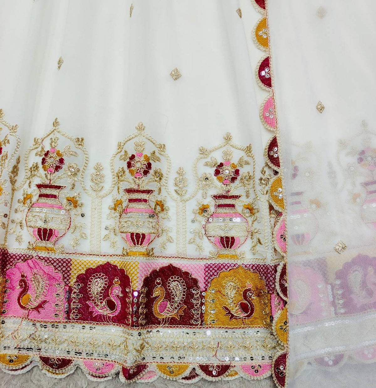 Designer Blooming Georgette Gown Pant Dupatta Set