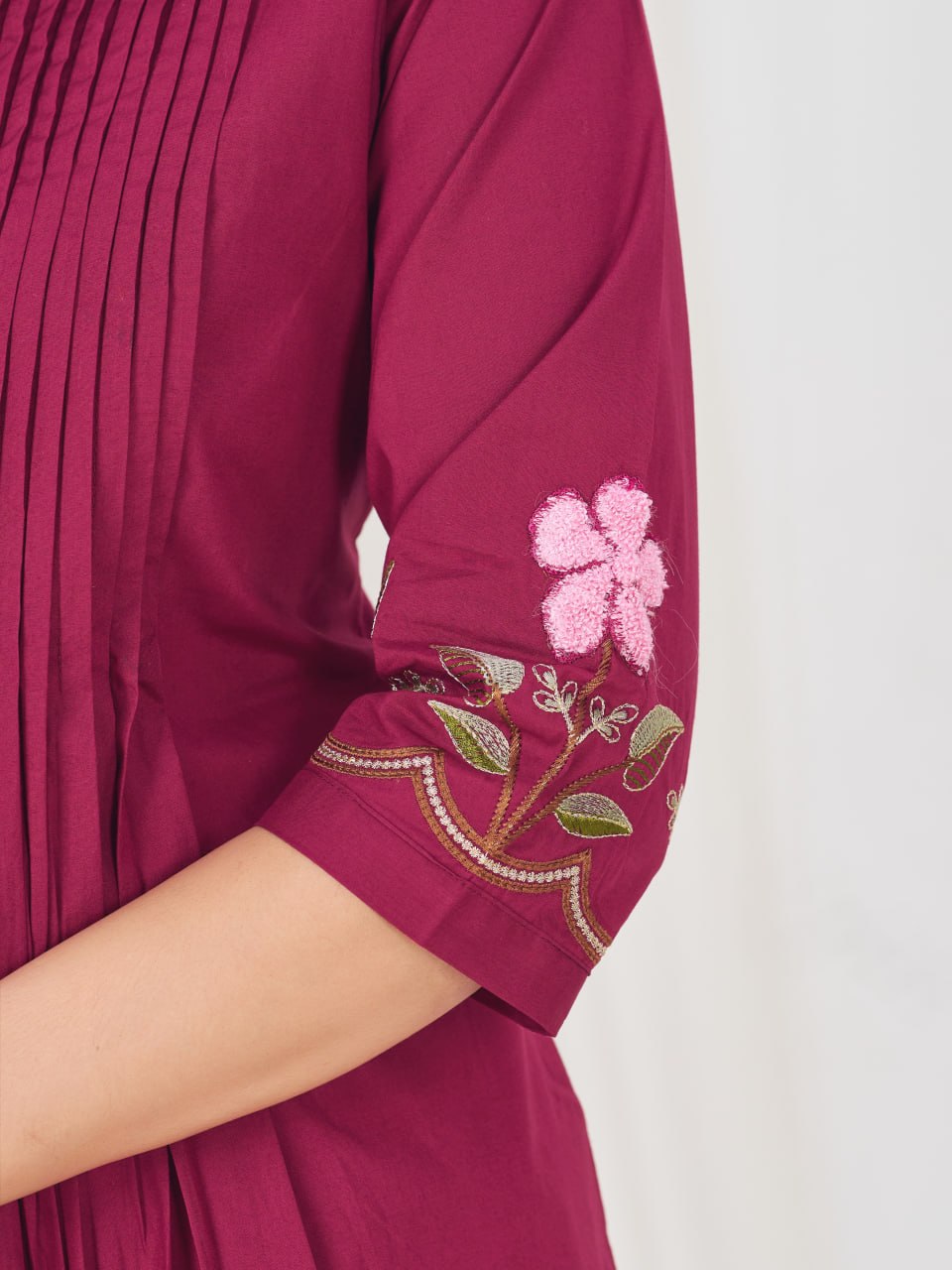 Elegant Embroidered Pure Cotton Anarkali Kurti Set