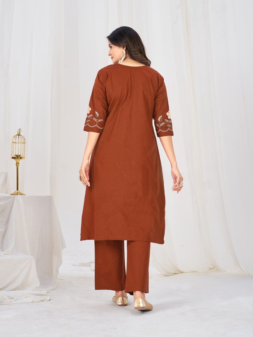 Elegant Embroidered Pure Cotton Anarkali Kurti Set