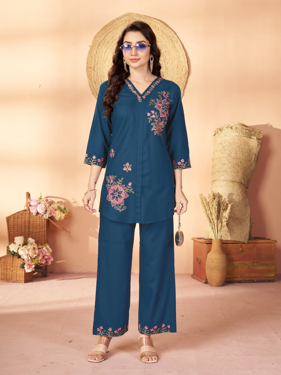 Elegant Embroidered Heavy Rayon Co-Ord Set
