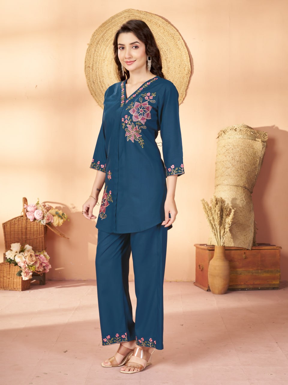 Elegant Embroidered Heavy Rayon Co-Ord Set