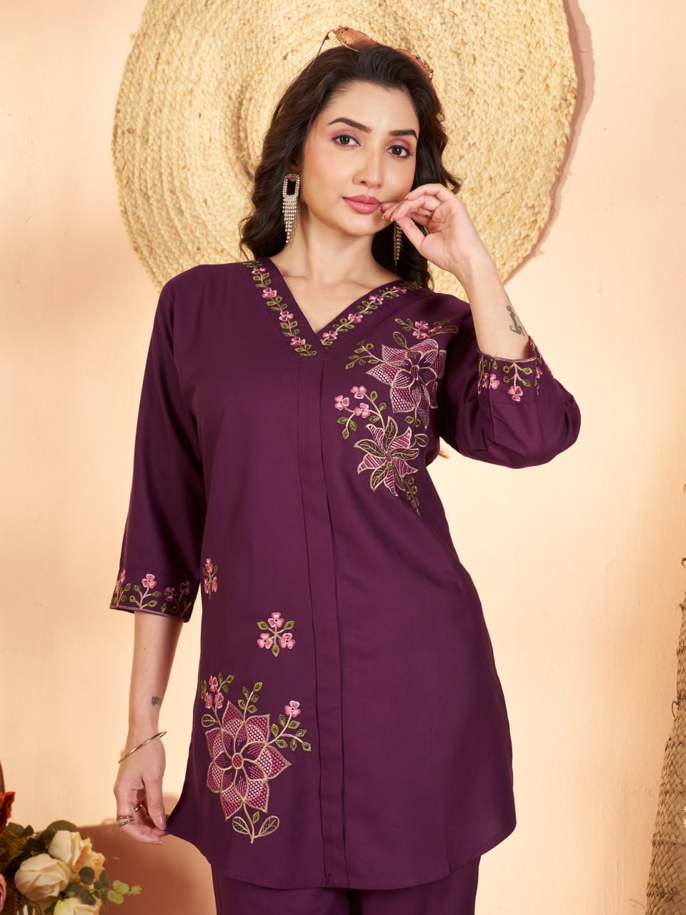 Elegant Embroidered Heavy Rayon Co-Ord Set