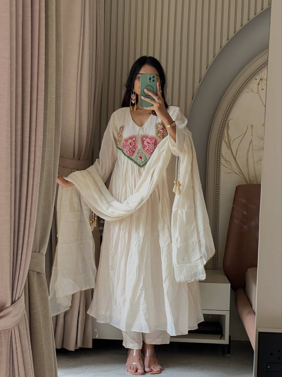 Designer Mal Sandhery Top Pant Dupatta Set