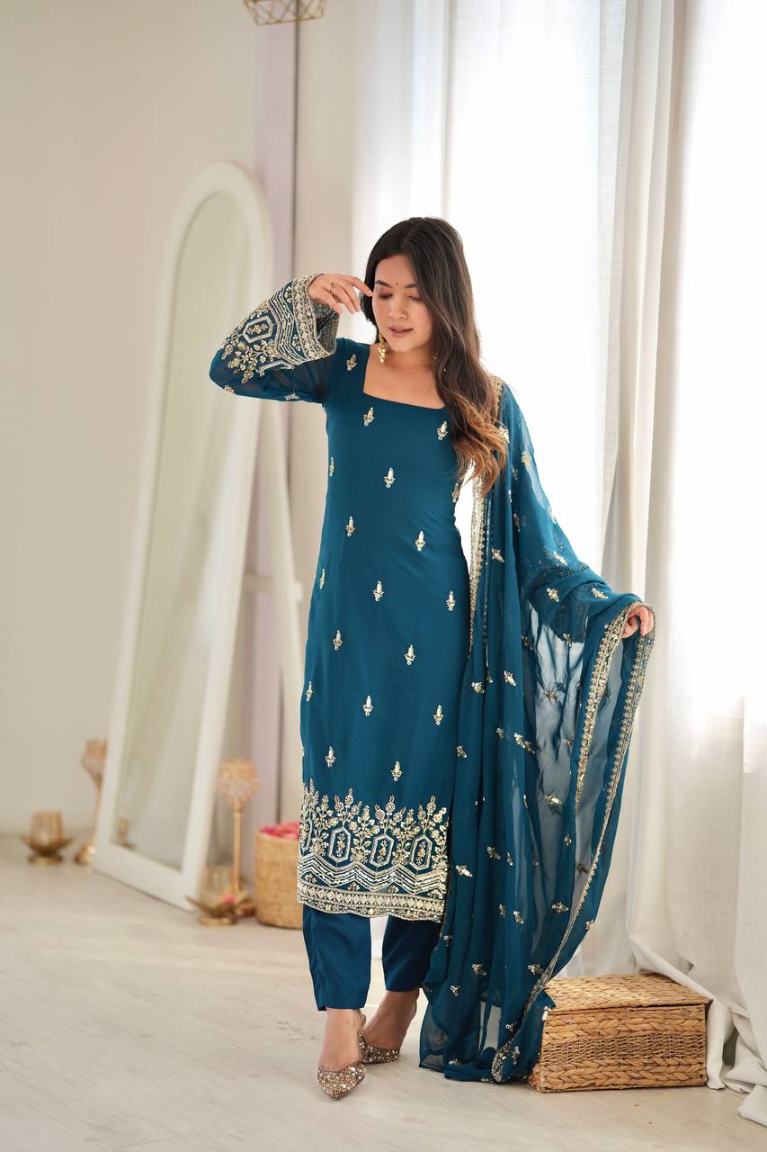Premium Embroidered Suit Set with Dupatta