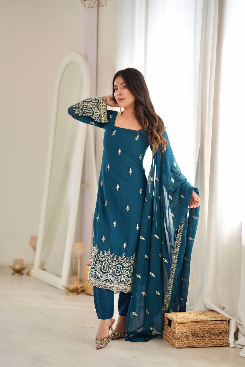 Premium Embroidered Suit Set with Dupatta