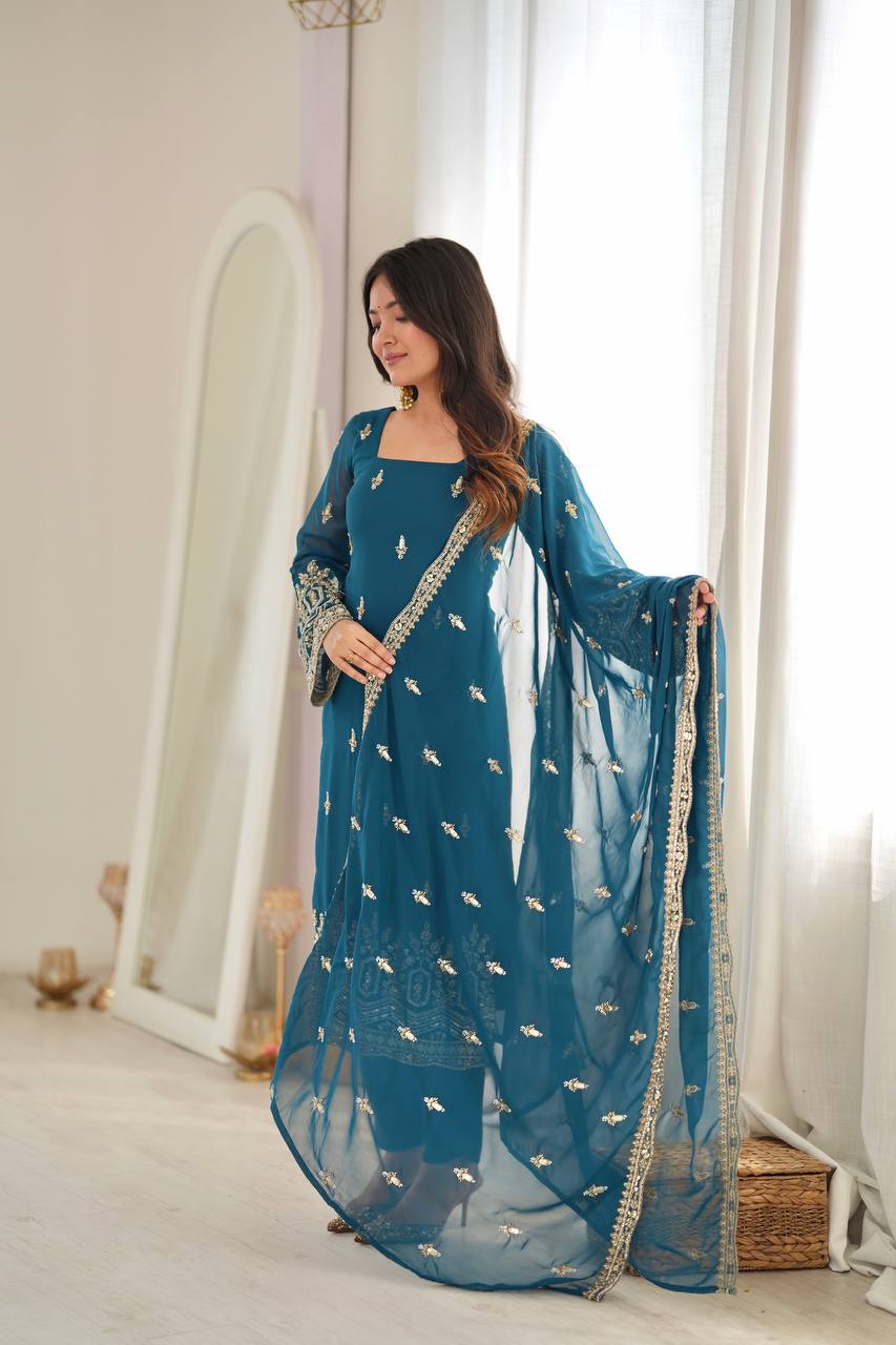 Premium Embroidered Suit Set with Dupatta