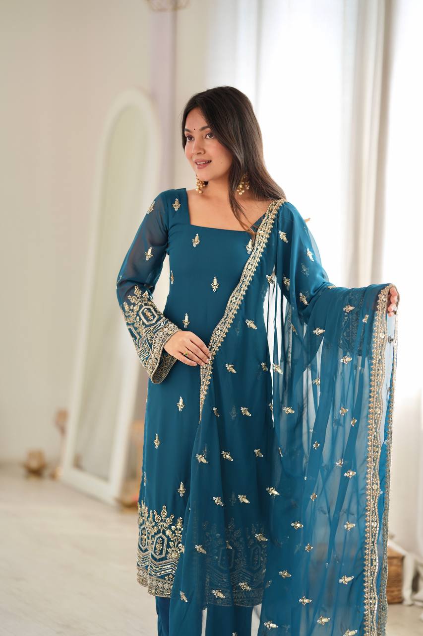 Premium Embroidered Suit Set with Dupatta