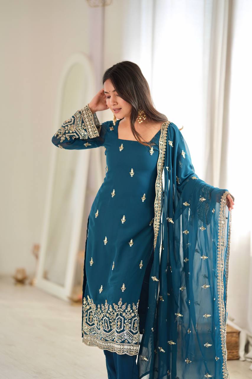 Premium Embroidered Suit Set with Dupatta