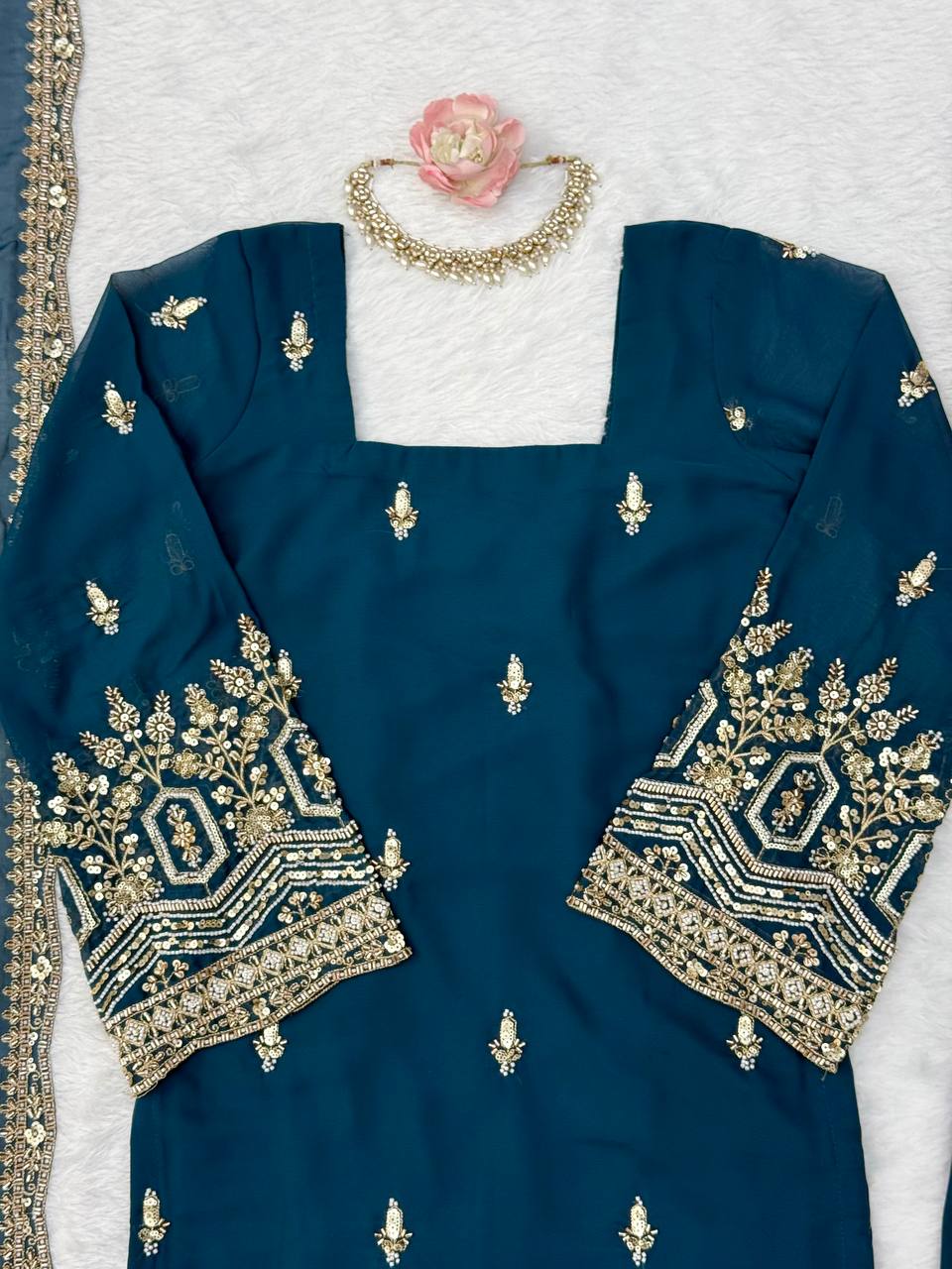 Premium Embroidered Suit Set with Dupatta