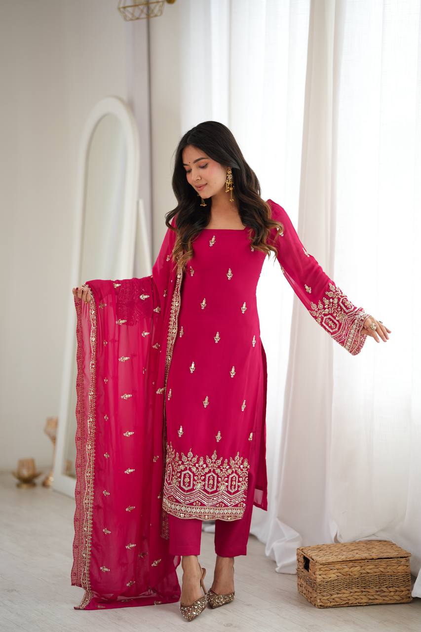 Premium Embroidered Suit Set with Dupatta