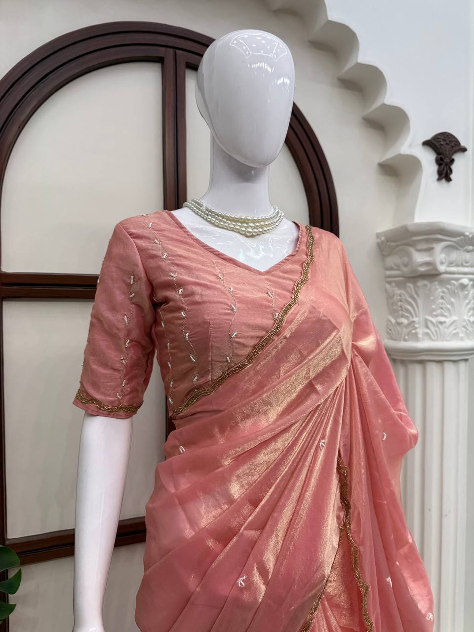 Designer Fendy Silk Saree with Heavy Hand Work
