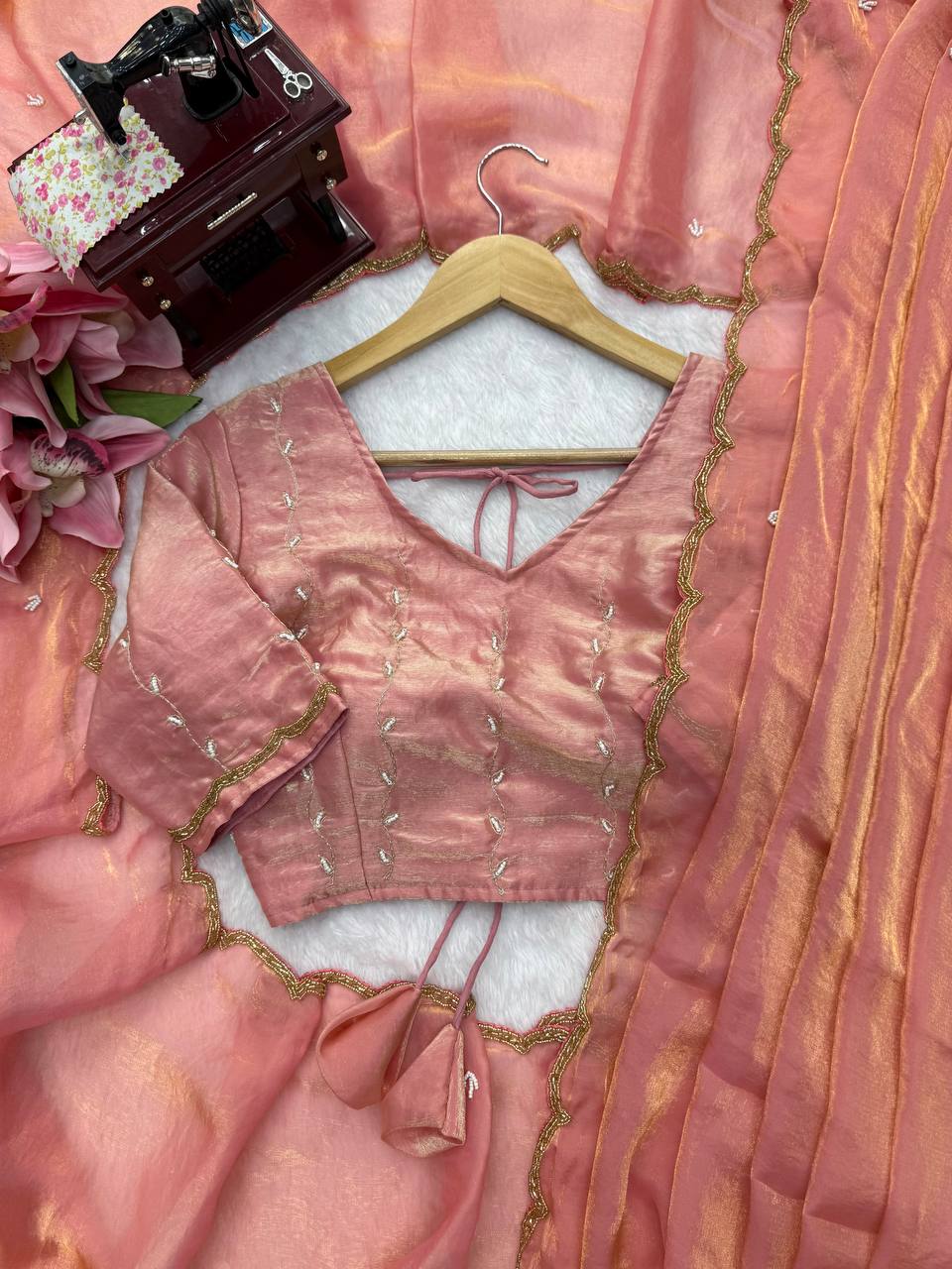 Designer Fendy Silk Saree with Heavy Hand Work