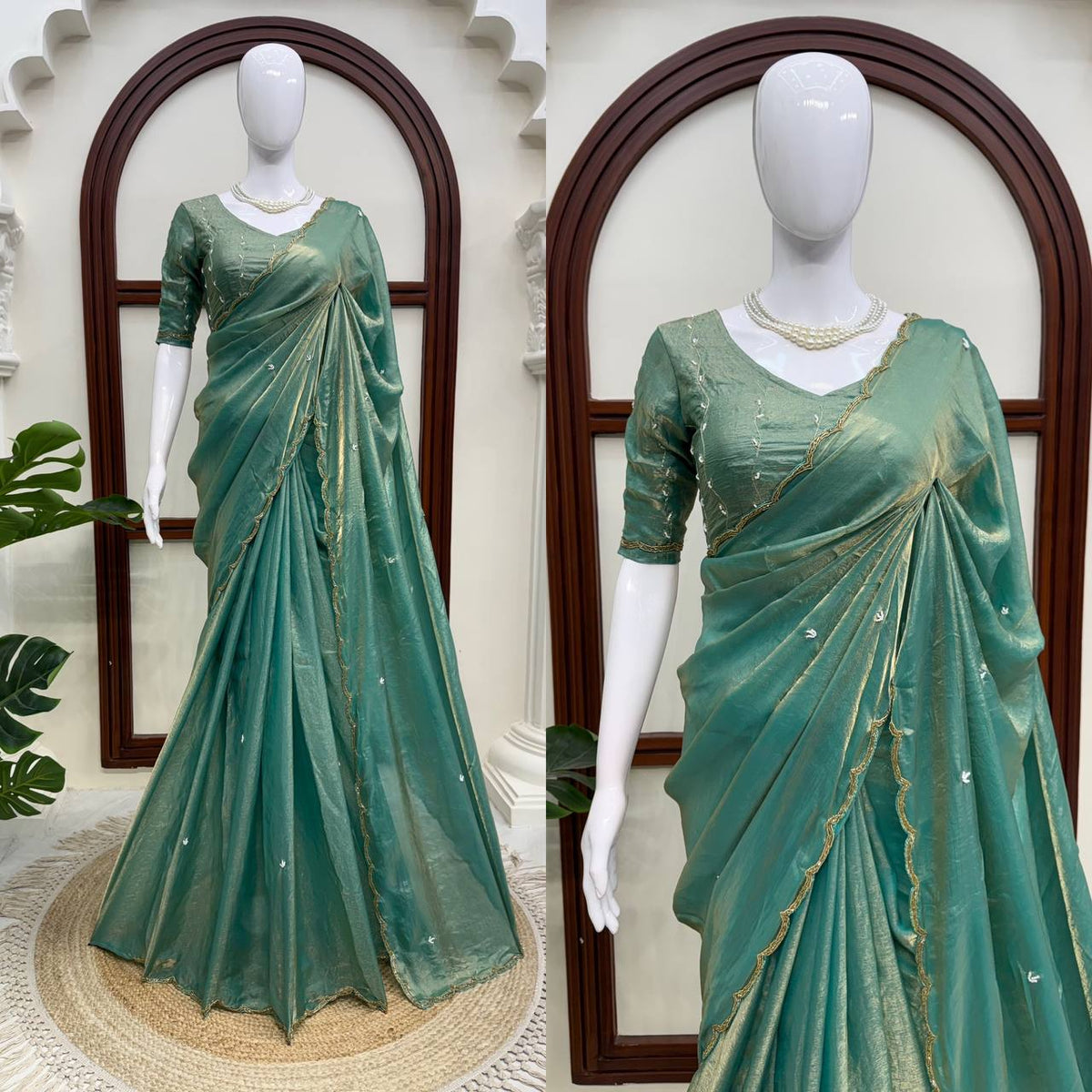 Designer Fendy Silk Saree with Heavy Hand Work