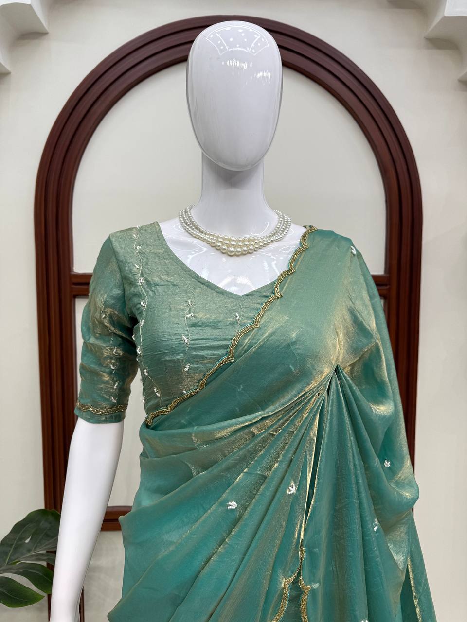Designer Fendy Silk Saree with Heavy Hand Work