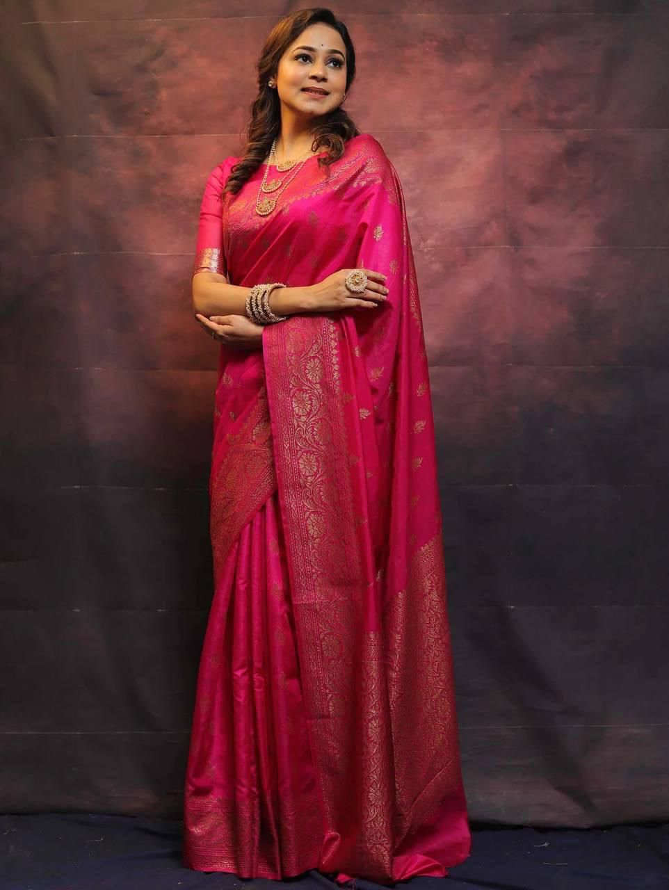 Banarasi Soft Lichi Silk Saree with Jacquard Work