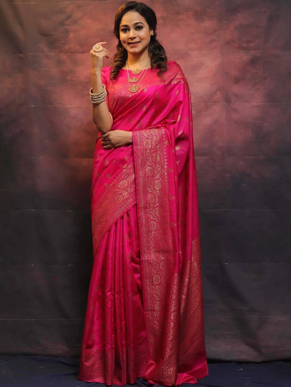 Banarasi Soft Lichi Silk Saree with Jacquard Work