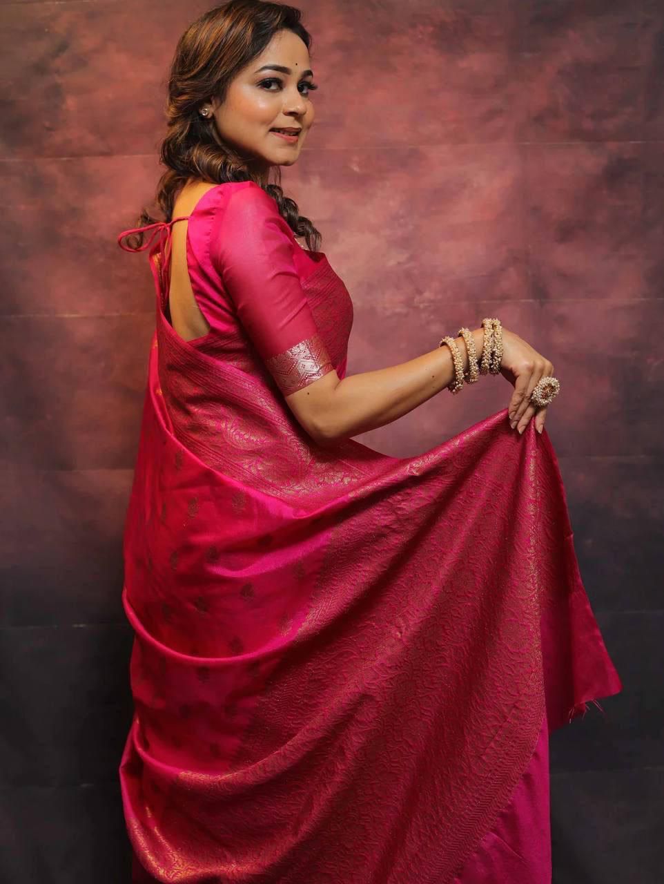 Banarasi Soft Lichi Silk Saree with Jacquard Work