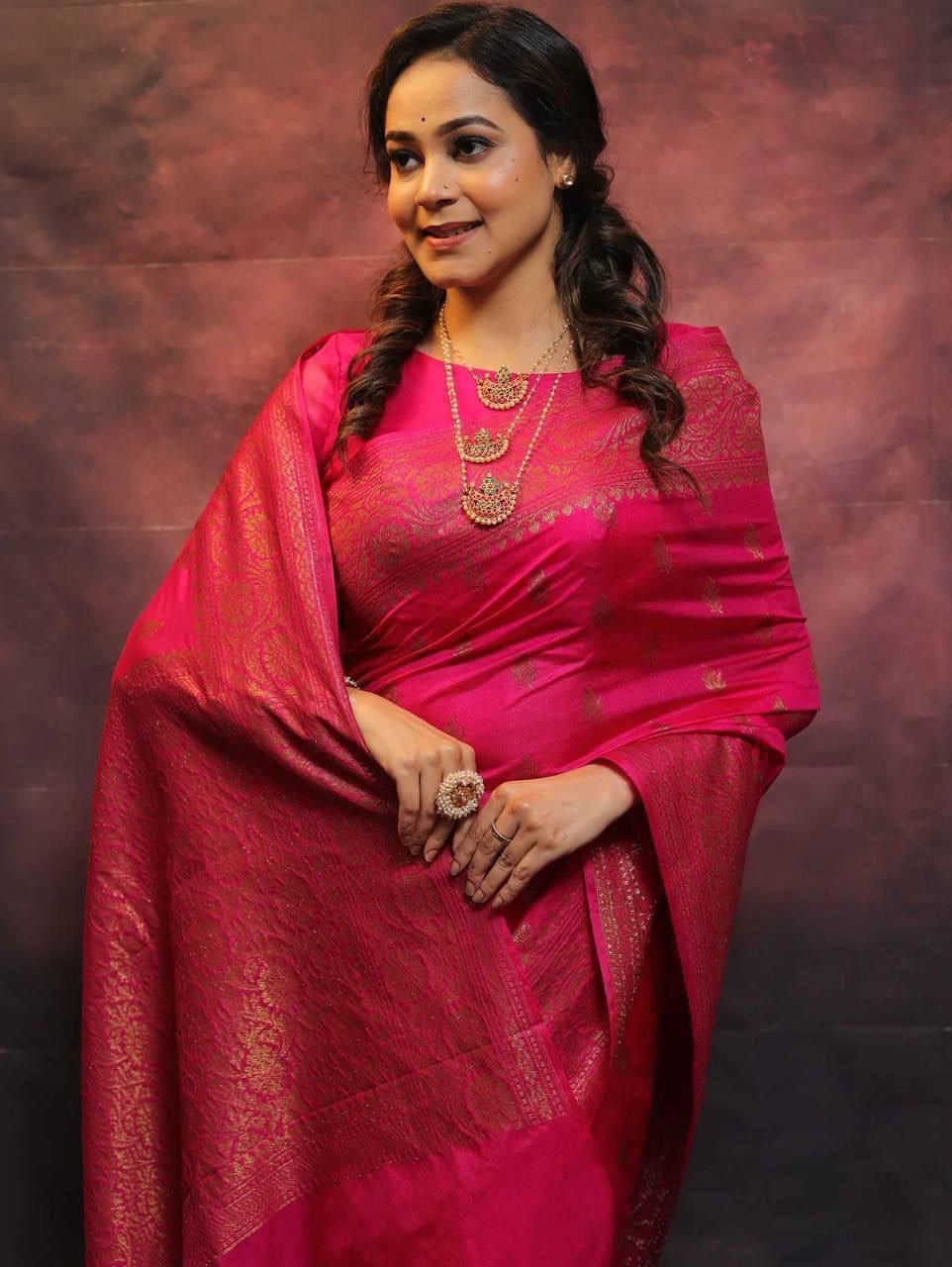 Banarasi Soft Lichi Silk Saree with Jacquard Work