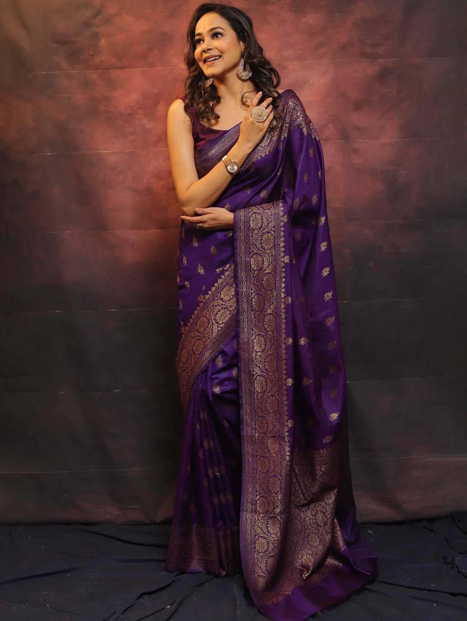 Banarasi Soft Lichi Silk Saree with Jacquard Work