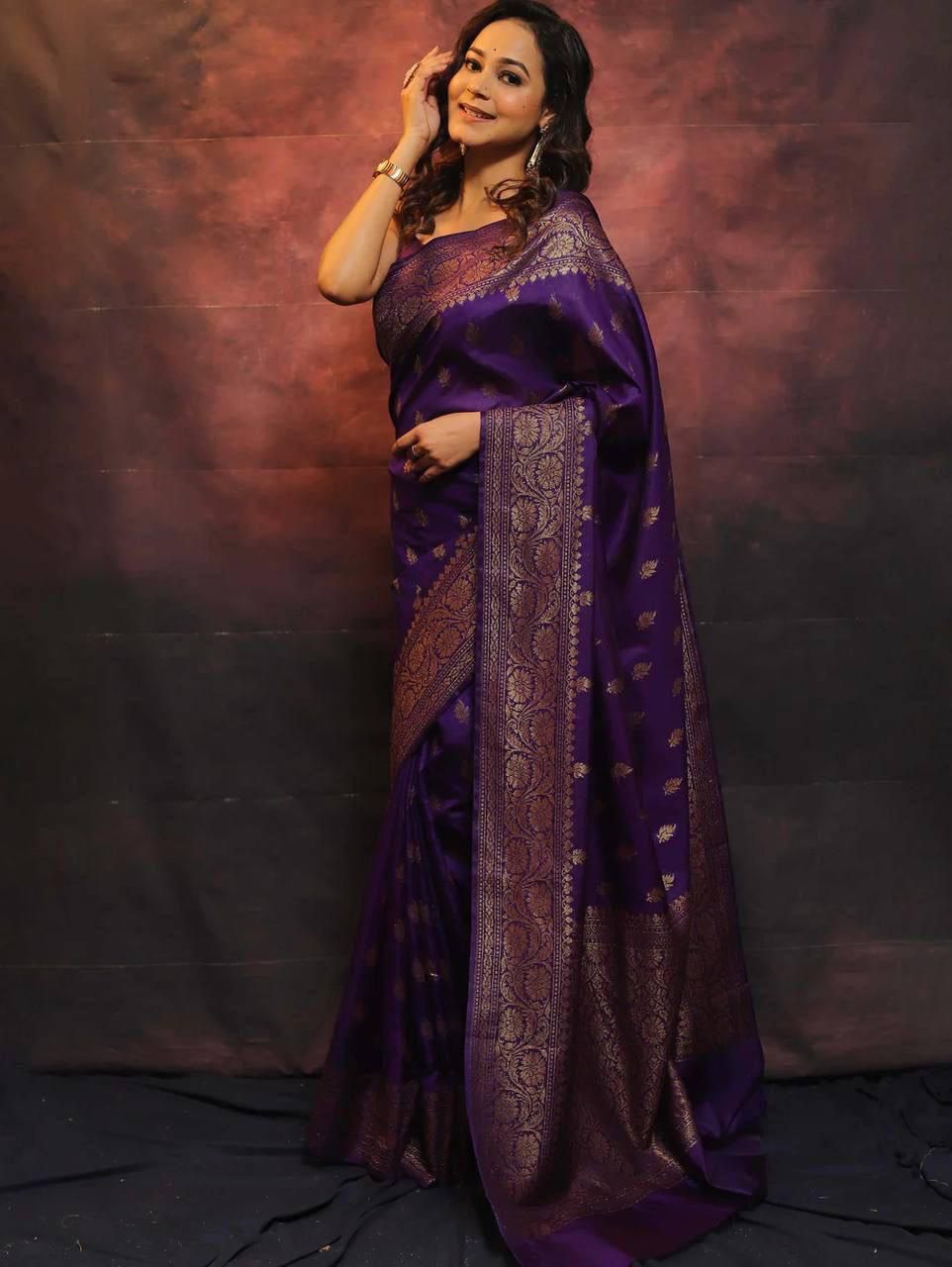 Banarasi Soft Lichi Silk Saree with Jacquard Work