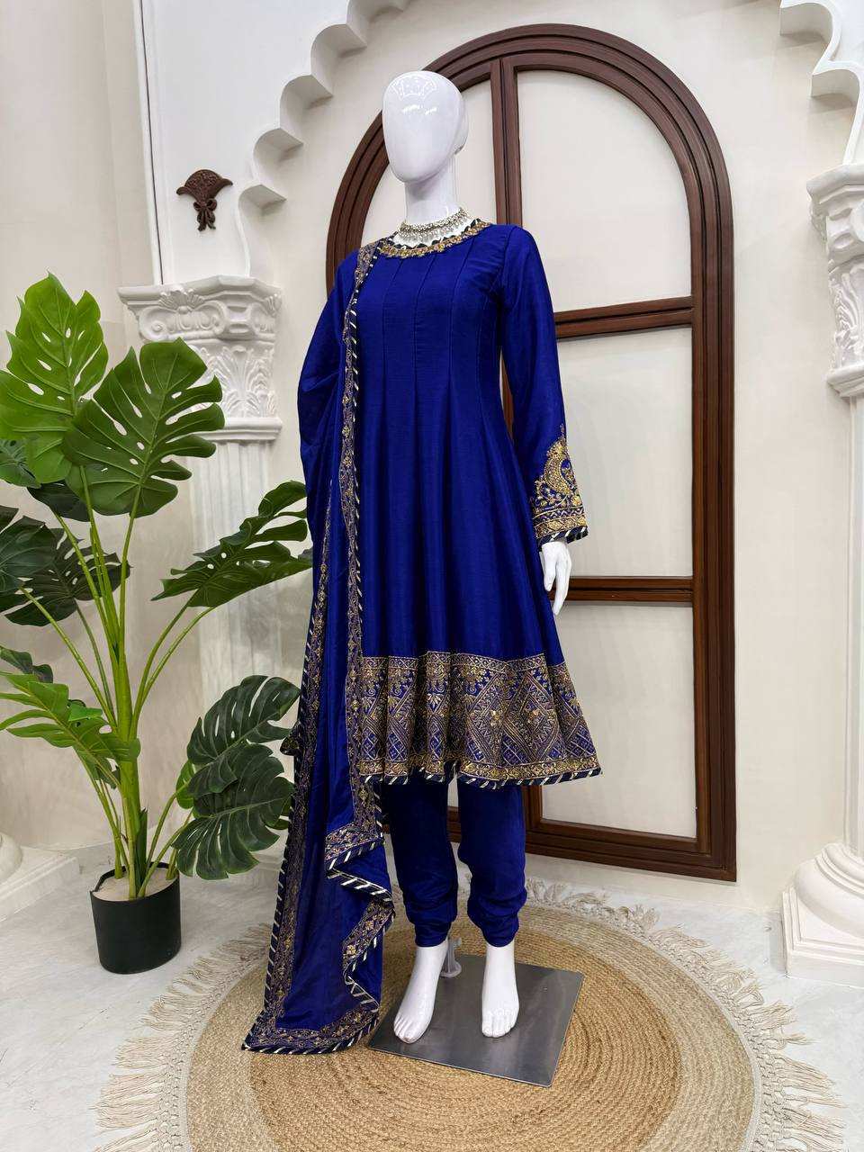 Premium Chinon Anarkali Chudidar Dupatta Set